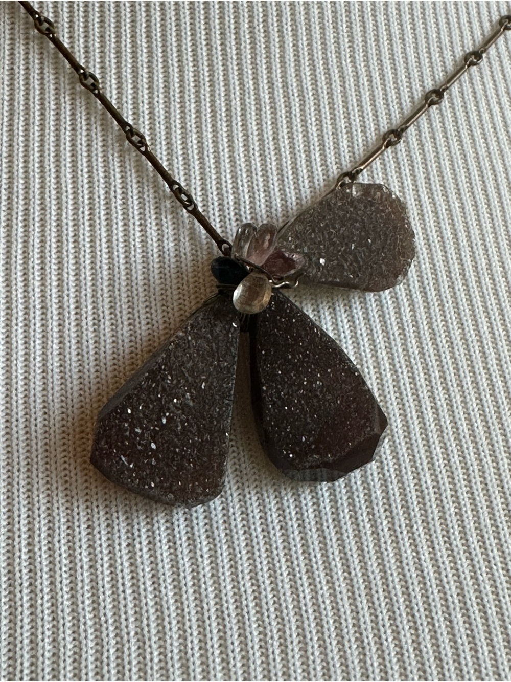 Druzy Petal Pendant Necklace